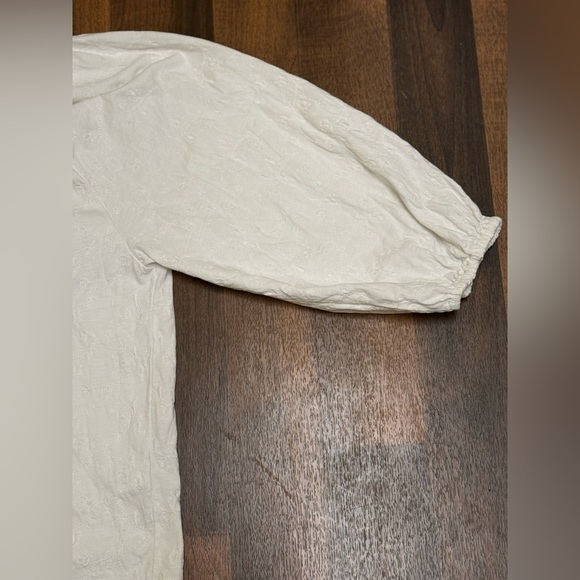 J. Crew Cream 3/4 Sleeve Tie Front Blouse - Picture 3 of 9